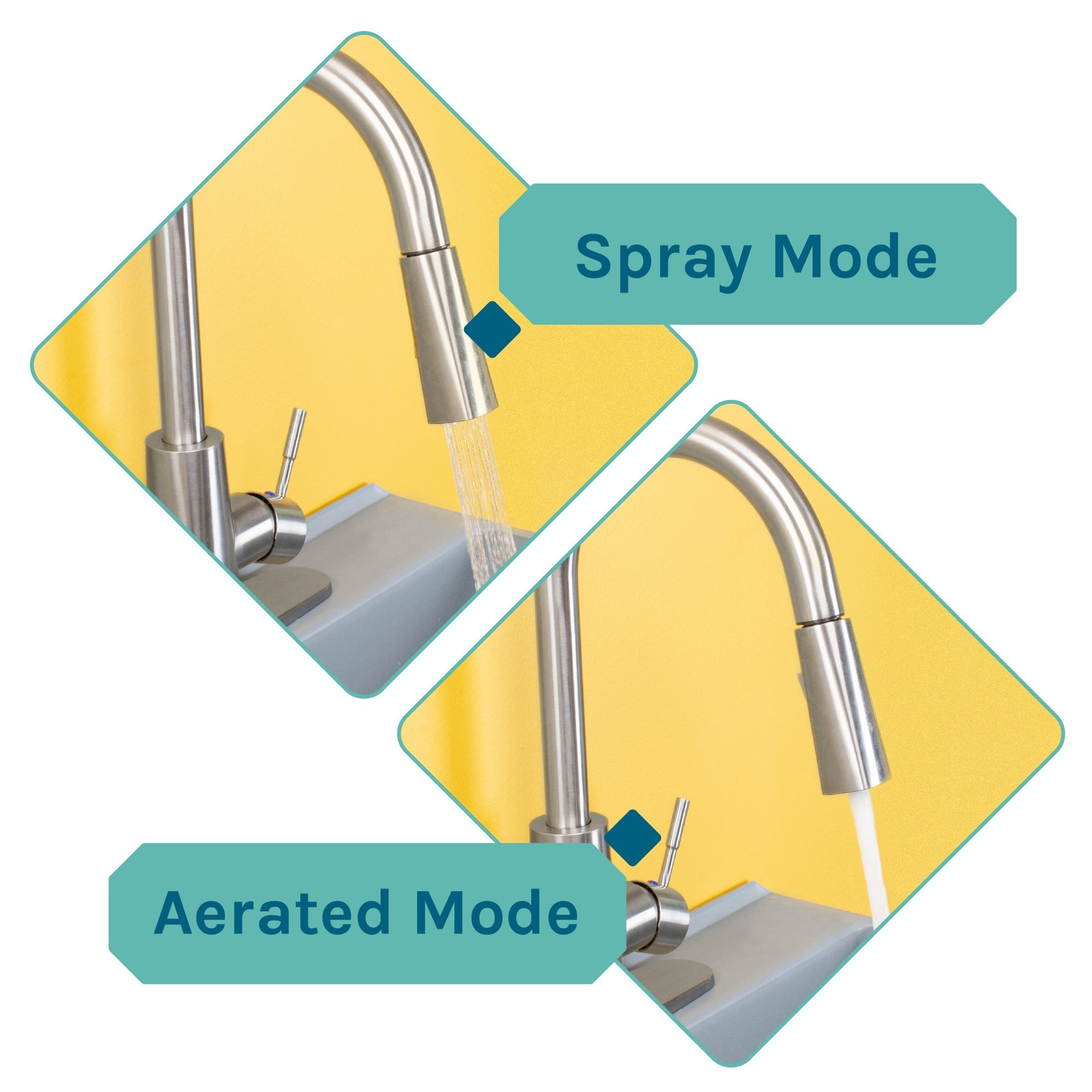 Tehila Standard Freestanding Grey Utility Sink with Stainless Steel Finish High-Arc Pull-Down Faucet