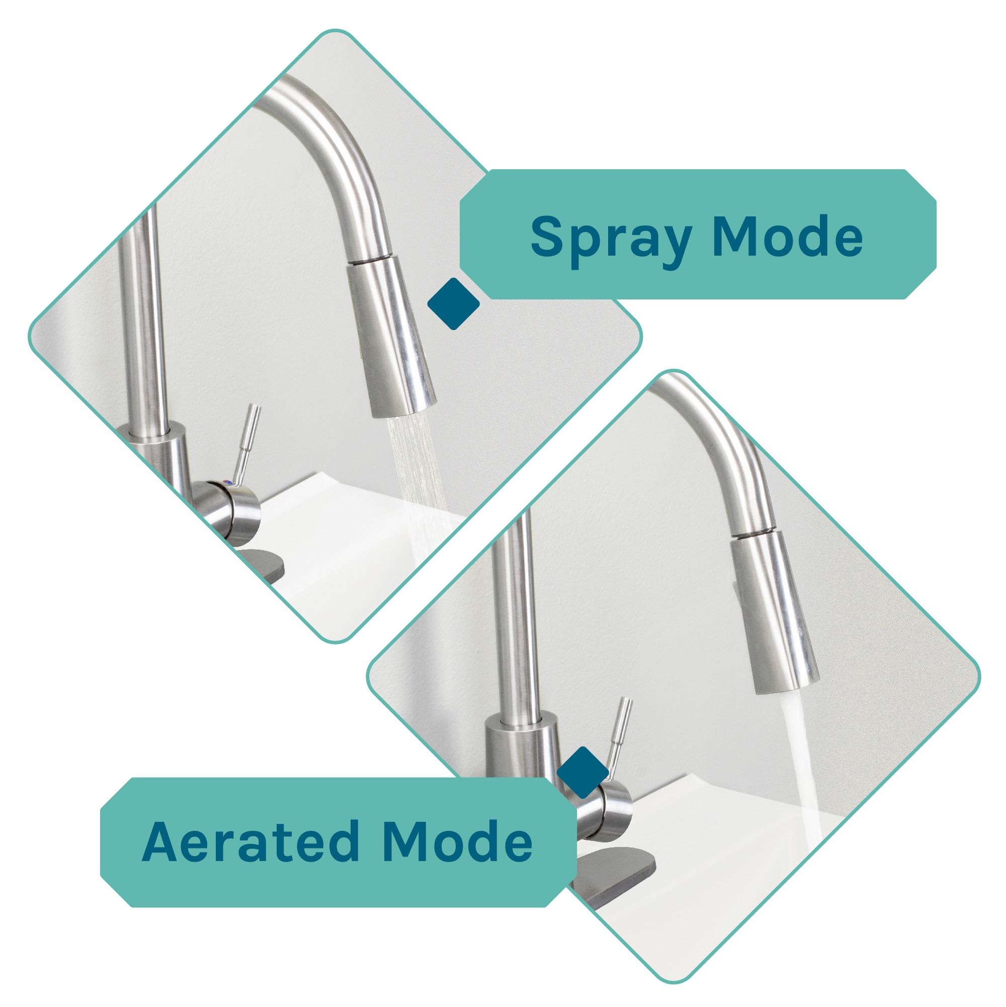 Tehila Standard Freestanding White Utility Sink with Stainless Steel Finish High-Arc Pull-Down Faucet