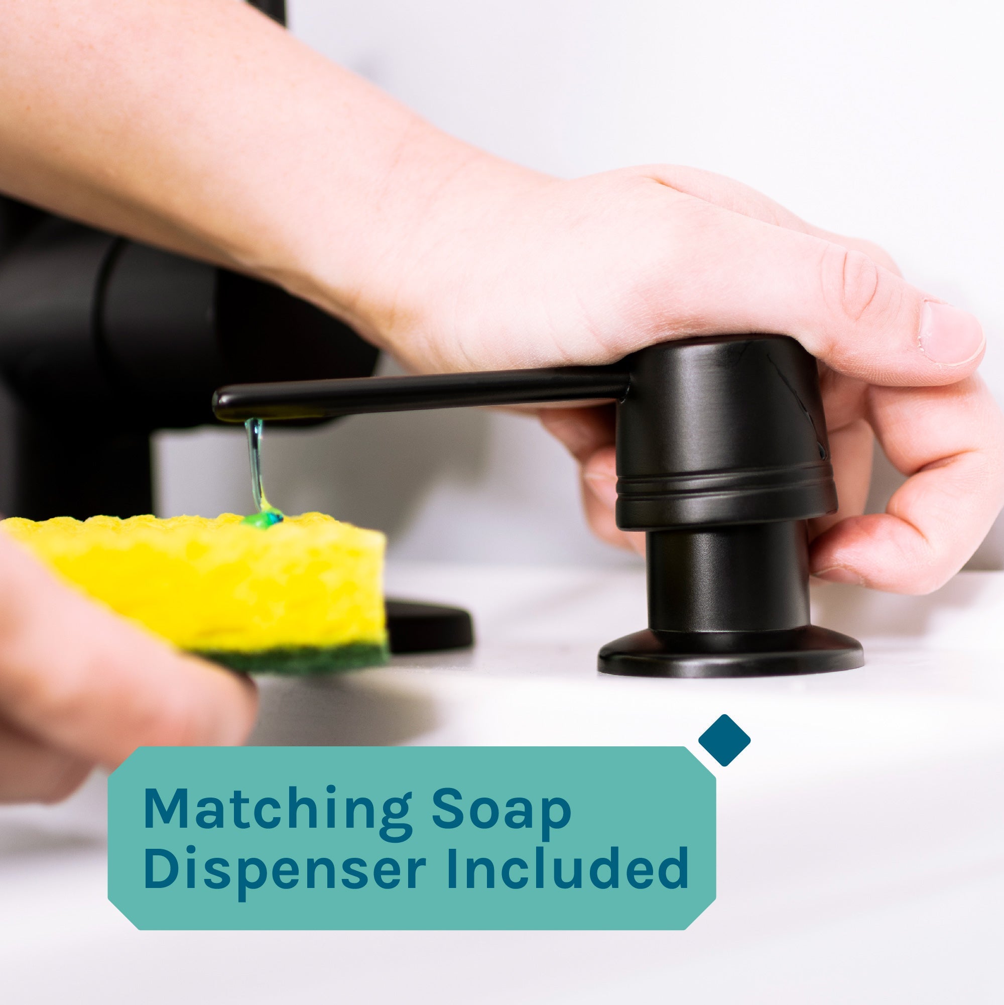 Tehila Standard Freestanding White Utility Sink with Black Finish High-Arc Pull-Down Faucet and Soap Dispenser