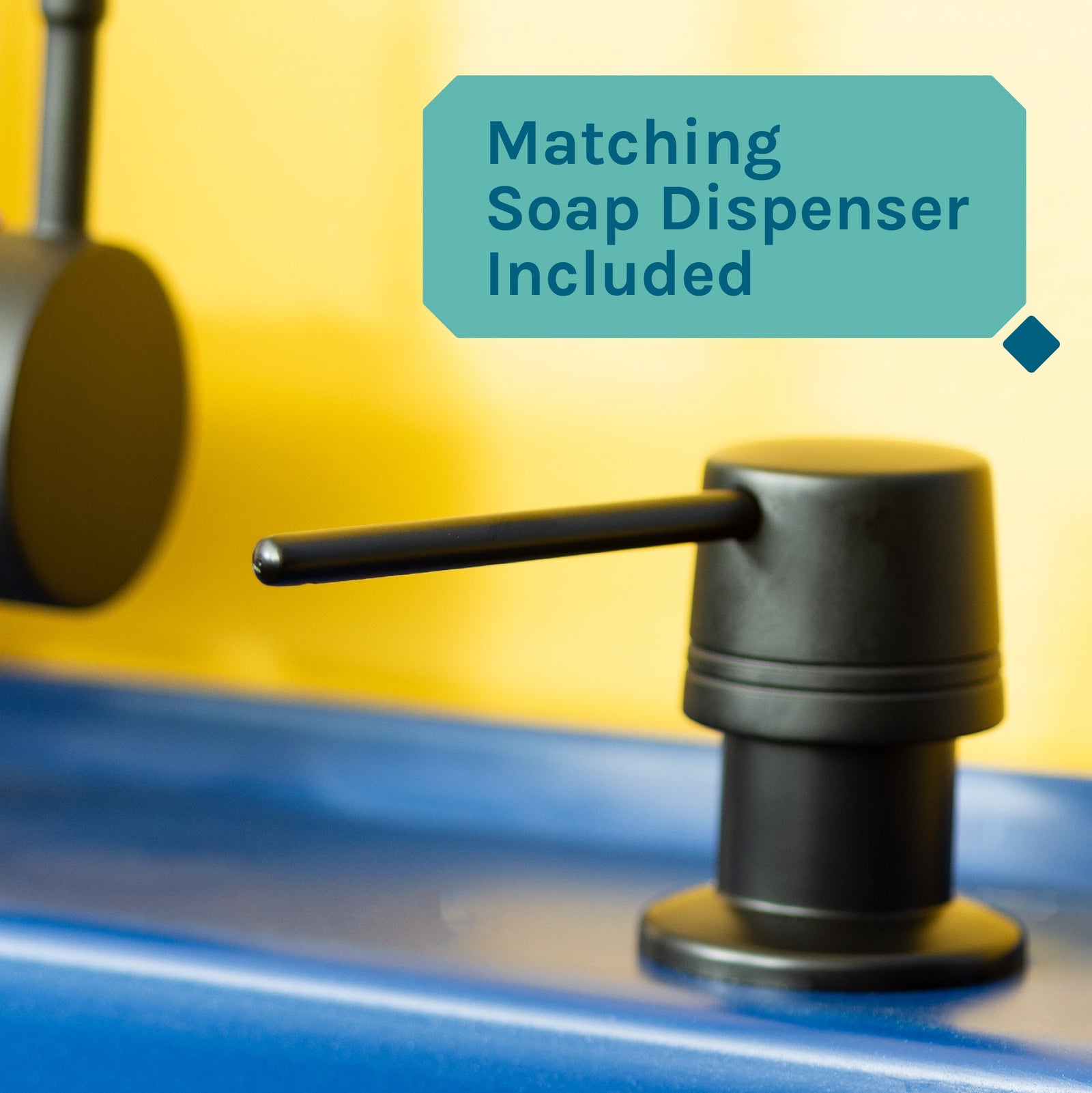 Tehila Standard Freestanding Blue Utility Sink with Black Finish High-Arc Pull-Down Faucet and Soap Dispenser