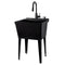 Tehila Standard Freestanding Black Utility Sink with Black Finish High-Arc Pull-Down Faucet and Soap Dispenser