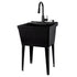 Tehila Standard Freestanding Black Utility Sink with Black Finish High-Arc Pull-Down Faucet and Soap Dispenser