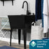 Tehila Standard Freestanding Black Utility Sink with Black Finish High-Arc Pull-Down Faucet and Soap Dispenser