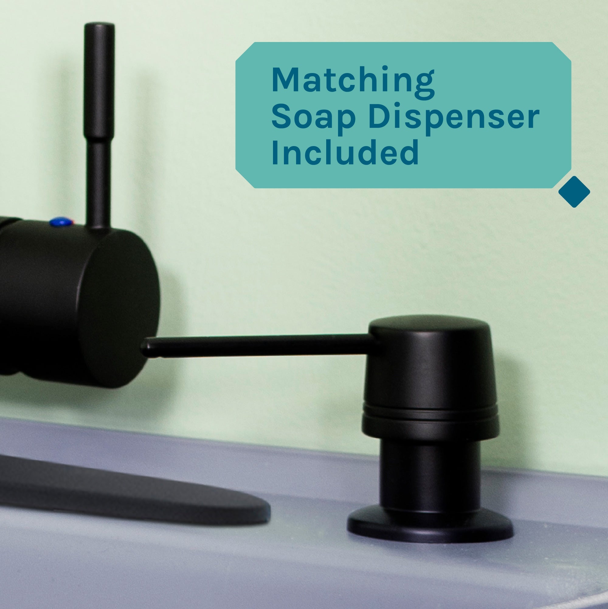 Tehila Standard Freestanding Grey Utility Sink with Black Finish High-Arc Pull-Down Faucet and Soap Dispenser