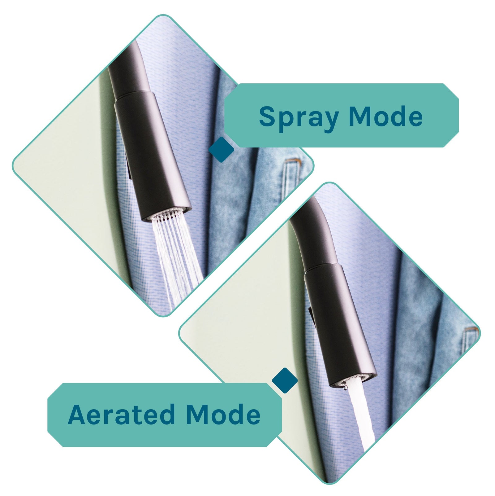 Tehila Standard Freestanding Grey Utility Sink with Black Finish High-Arc Pull-Down Faucet and Soap Dispenser