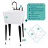 Tehila Standard Freestanding White Utility Sink with Black Legs and Black Finish Wide-set Gooseneck Faucet with Side Sprayer