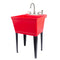Tehila Standard Freestanding Red Utility Sink with Black Legs and Stainless Steel Finish Wide-set Gooseneck Faucet with Side Sprayer