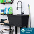 Tehila Standard Freestanding Black Utility Sink with Black Finish High-Arc Coil Pull-Down Faucet