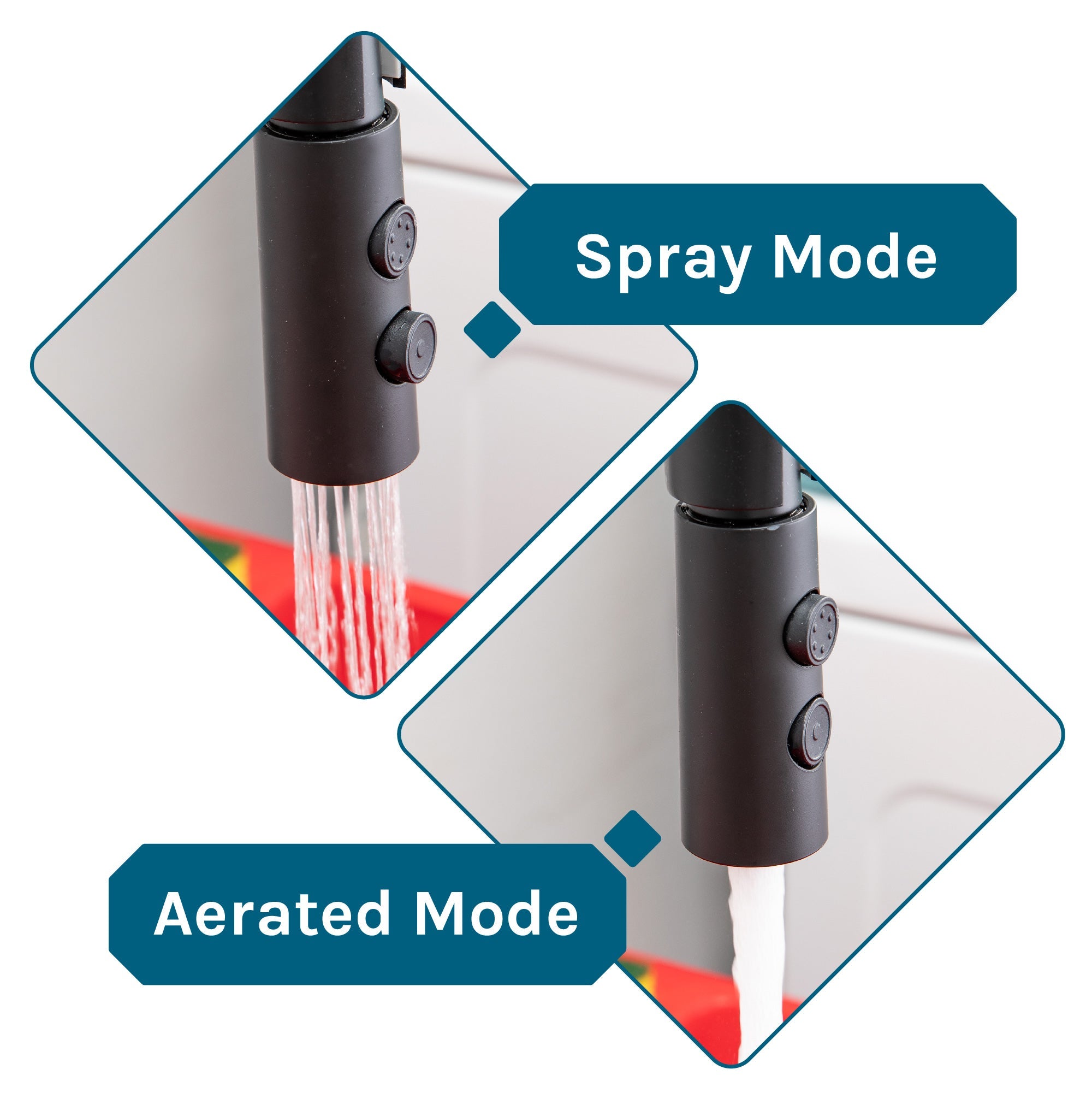 Tehila Standard Freestanding Red Utility Sink with Black Finish High-Arc Coil Pull-Down Faucet