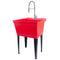Tehila Standard Freestanding Red Utility Sink with Stainless Steel Finish High-Arc Coil Pull-Down Faucet
