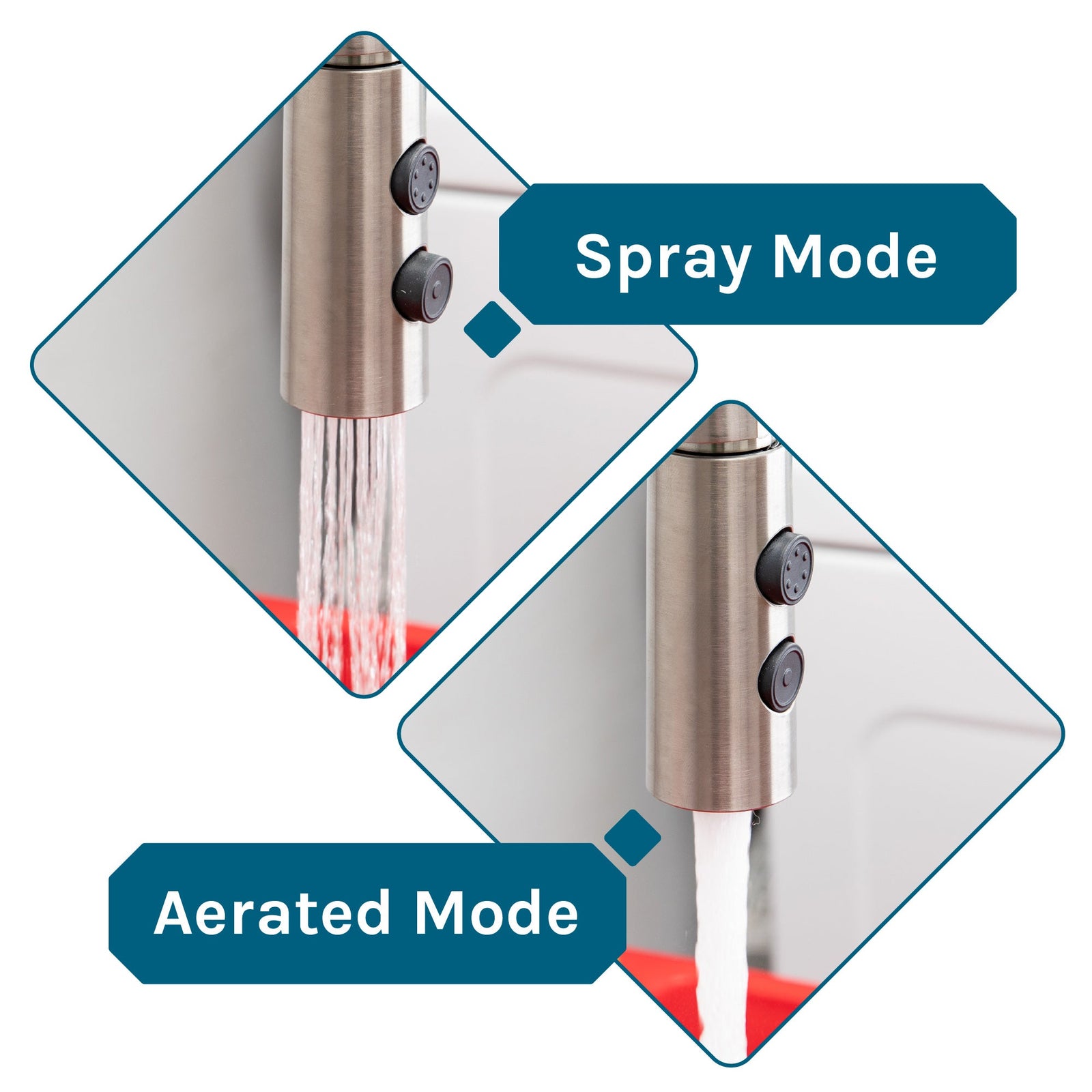 Tehila Standard Freestanding Red Utility Sink with Stainless Steel Finish High-Arc Coil Pull-Down Faucet