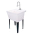 Tehila Standard Freestanding White Utility Sink with Stainless Steel Finish High-Arc Coil Pull-Down Faucet