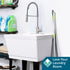 Tehila Standard Freestanding White Utility Sink with Stainless Steel Finish High-Arc Coil Pull-Down Faucet