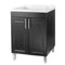 Tehila Black Vanity Cabinet and White Utility Sink, No Supply Lines, No Strainer Basket