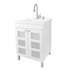 Tehila White Vanity Cabinet and White Utility Sink with Stainless Steel Finish Low-Profile Pull-Down Faucet