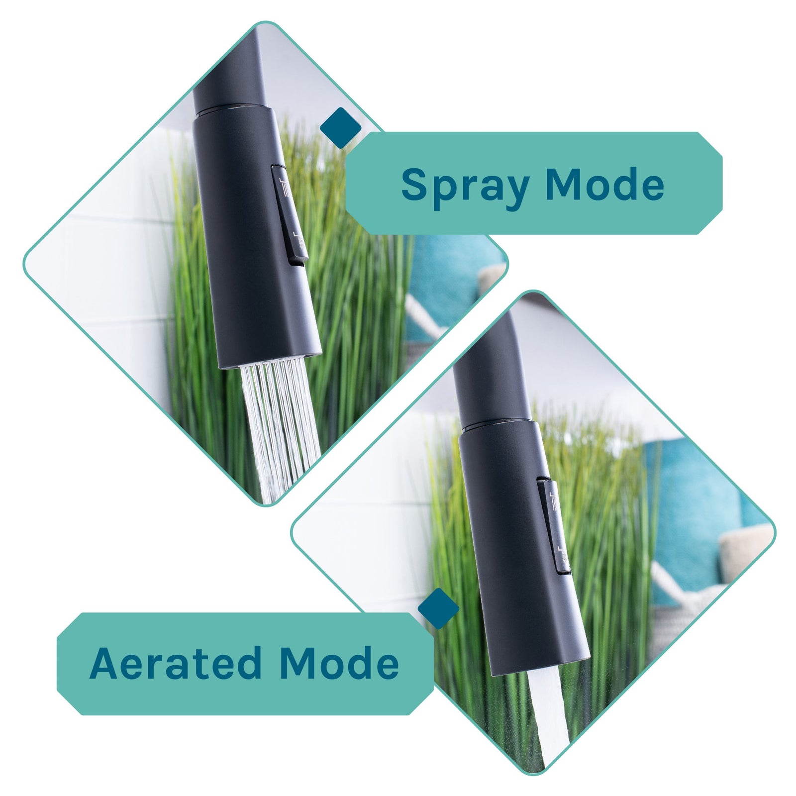 Tehila Black Vanity Cabinet and White Utility Sink with Black Finish High-Arc Pull-Down Faucet