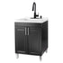 Tehila Black Vanity Cabinet and White Utility Sink with Black Finish High-Arc Pull-Down Faucet