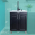 Tehila Black Vanity Cabinet and White Utility Sink with Black Finish High-Arc Pull-Down Faucet