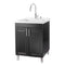 Tehila Black Vanity Cabinet and White Utility Sink with Chrome Finish High-Arc Pull-Down Faucet