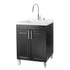 Tehila Black Vanity Cabinet and White Utility Sink with Chrome Finish High-Arc Pull-Down Faucet