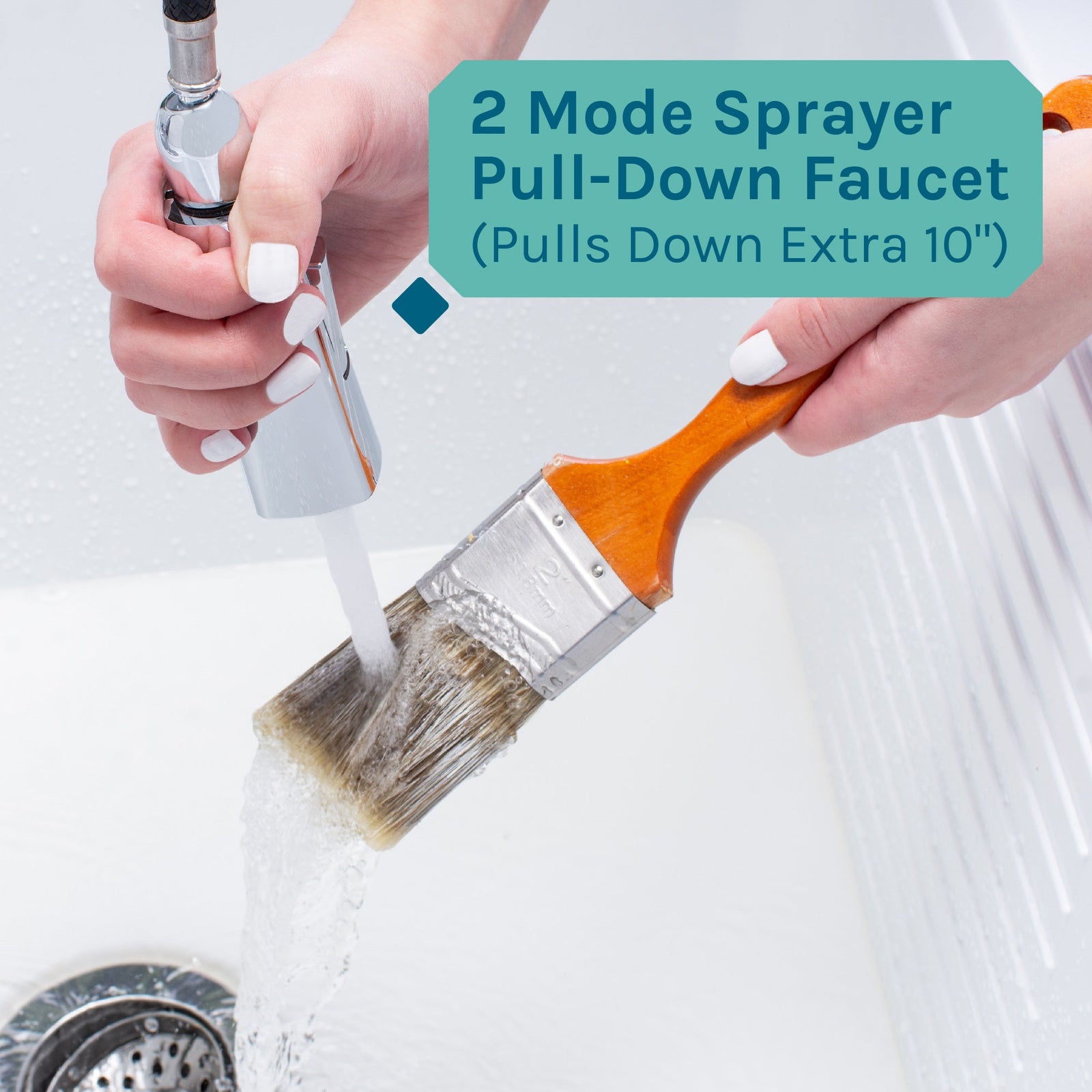 Tehila Black Vanity Cabinet and White Utility Sink with Chrome Finish High-Arc Pull-Down Faucet