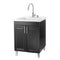 Tehila Black Vanity Cabinet and White Utility Sink with Stainless Steel Finish High-Arc Pull-Down Faucet
