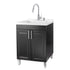 Tehila Black Vanity Cabinet and White Utility Sink with Stainless Steel Finish High-Arc Pull-Down Faucet