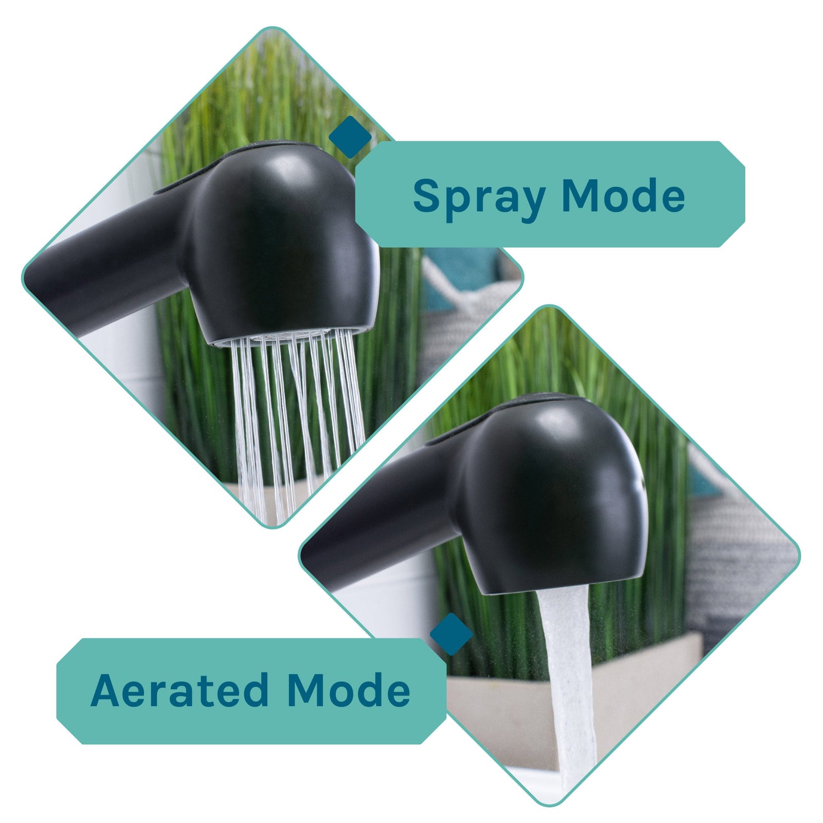 Tehila Black Vanity Cabinet and White Utility Sink with Black Finish Pull-Out Faucet