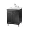 Tehila Black Vanity Cabinet and White Utility Sink with Stainless Steel Finish Pull-Out Faucet