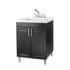Tehila Black Vanity Cabinet and White Utility Sink with Stainless Steel Finish Pull-Out Faucet