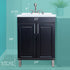 Tehila Black Vanity Cabinet and White Utility Sink with Stainless Steel Finish Pull-Out Faucet