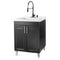 Tehila Black Vanity Cabinet and White Utility Sink with Black Finish High-Arc Coil Pull-Down Faucet