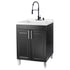 Tehila Black Vanity Cabinet and White Utility Sink with Black Finish High-Arc Coil Pull-Down Faucet