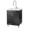 Tehila Black Vanity Cabinet and White Utility Sink with Stainless Steel Finish High-Arc Coil Pull-Down Faucet