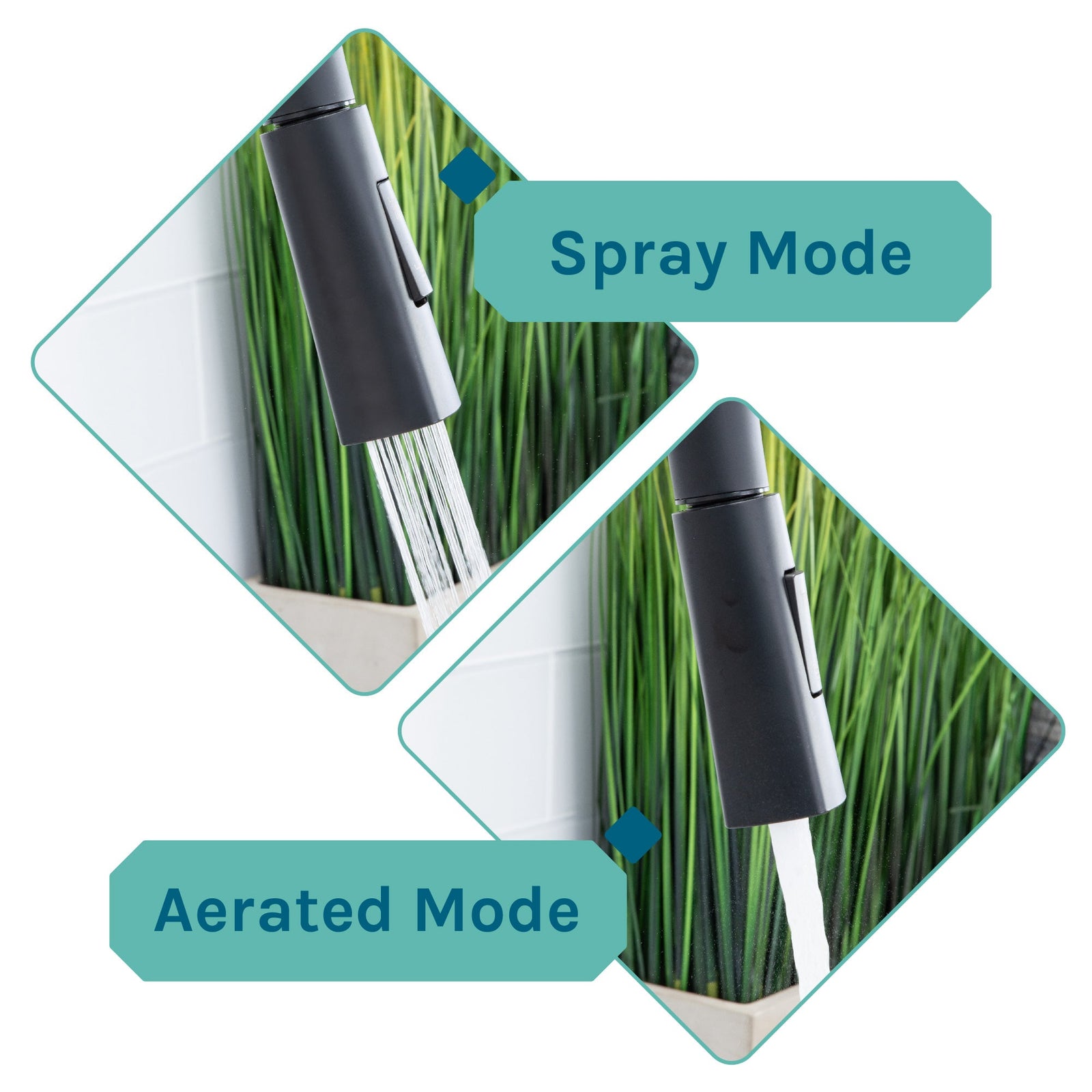 Tehila White Vanity Cabinet and White Utility Sink with Black Finish High-Arc Pull-Down Faucet