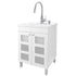 Tehila White Vanity Cabinet and White Utility Sink with Stainless Steel Finish High-Arc Pull-Down Faucet
