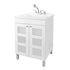 Tehila White Vanity Cabinet and White Utility Sink with Chrome Finish Pull-Out Faucet