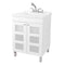 Tehila White Vanity Cabinet and White Utility Sink with Stainless Steel Finish Pull-Out Faucet