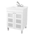 Tehila White Vanity Cabinet and White Utility Sink with Stainless Steel Finish Pull-Out Faucet
