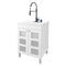 Tehila White Vanity Cabinet and White Utility Sink with Black Finish High-Arc Coil Pull-Down Faucet