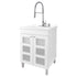 Tehila White Vanity Cabinet and White Utility Sink with Stainless Steel Finish High-Arc Coil Pull-Down Faucet