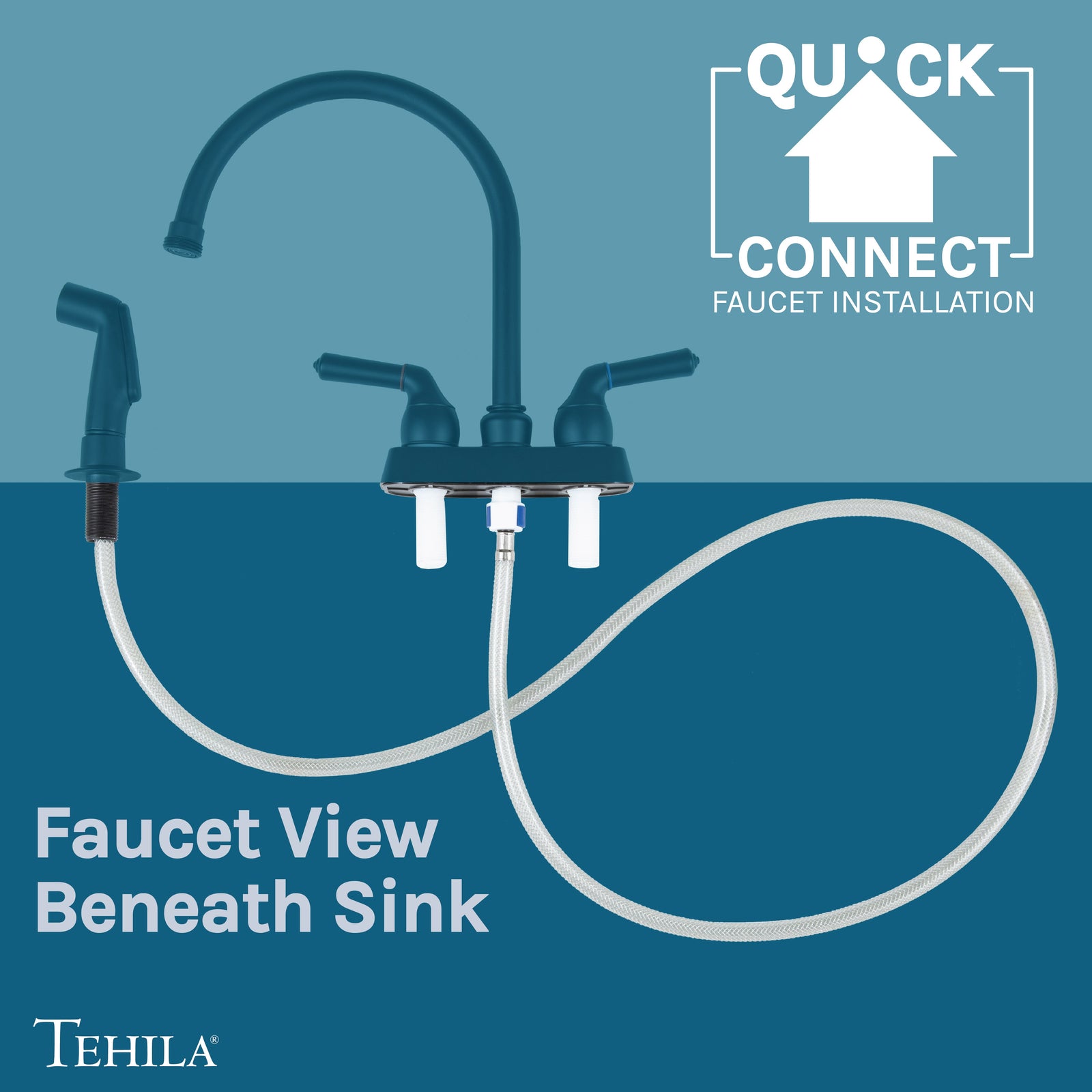 Tehila Space Saver Freestanding Black Utility Sink with Black Finish Gooseneck Faucet and Side Sprayer