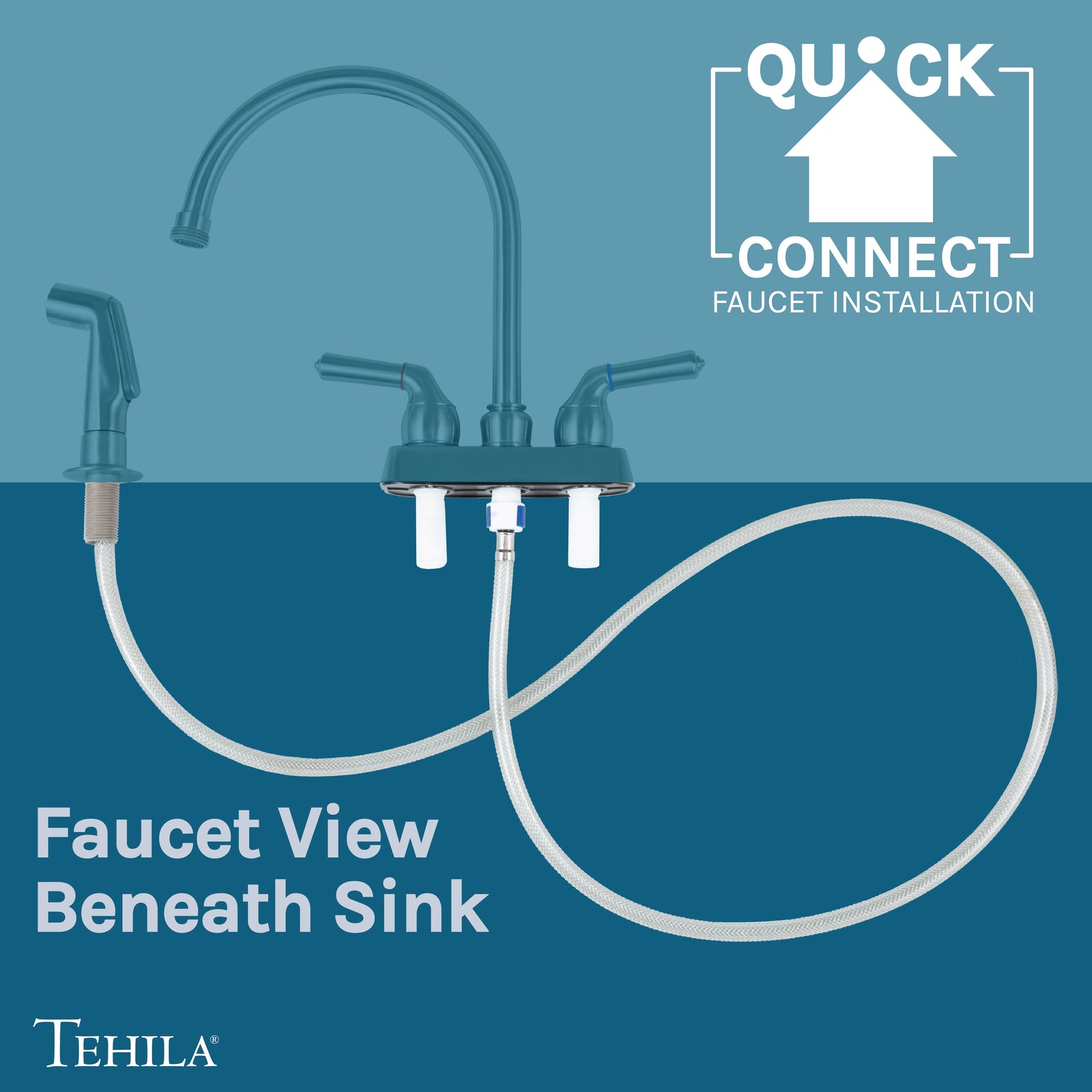 Tehila Space Saver Freestanding Black Utility Sink with Stainless Steel Finish Gooseneck Faucet and Side Sprayer