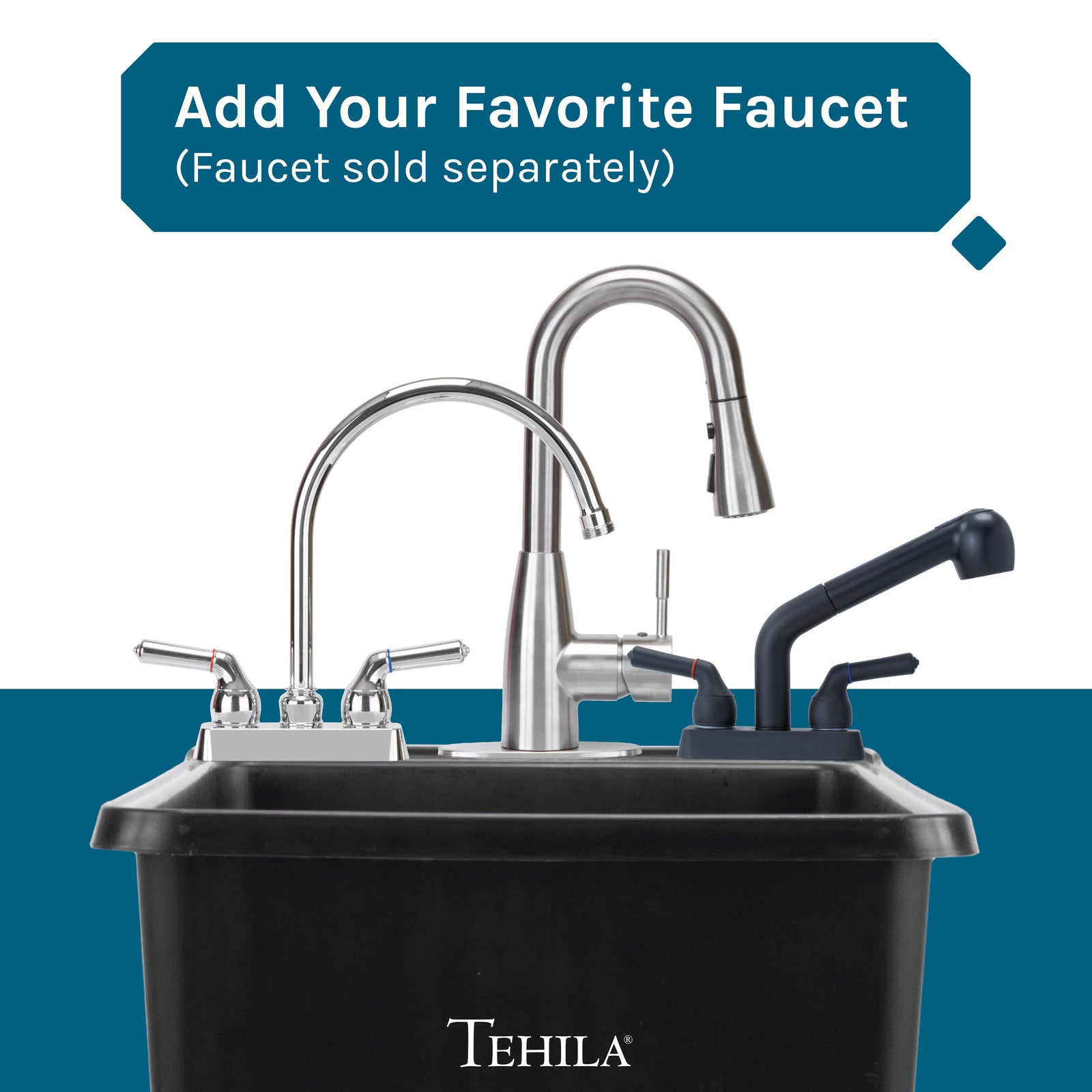 Tehila Space Saver Freestanding Black Utility Sink