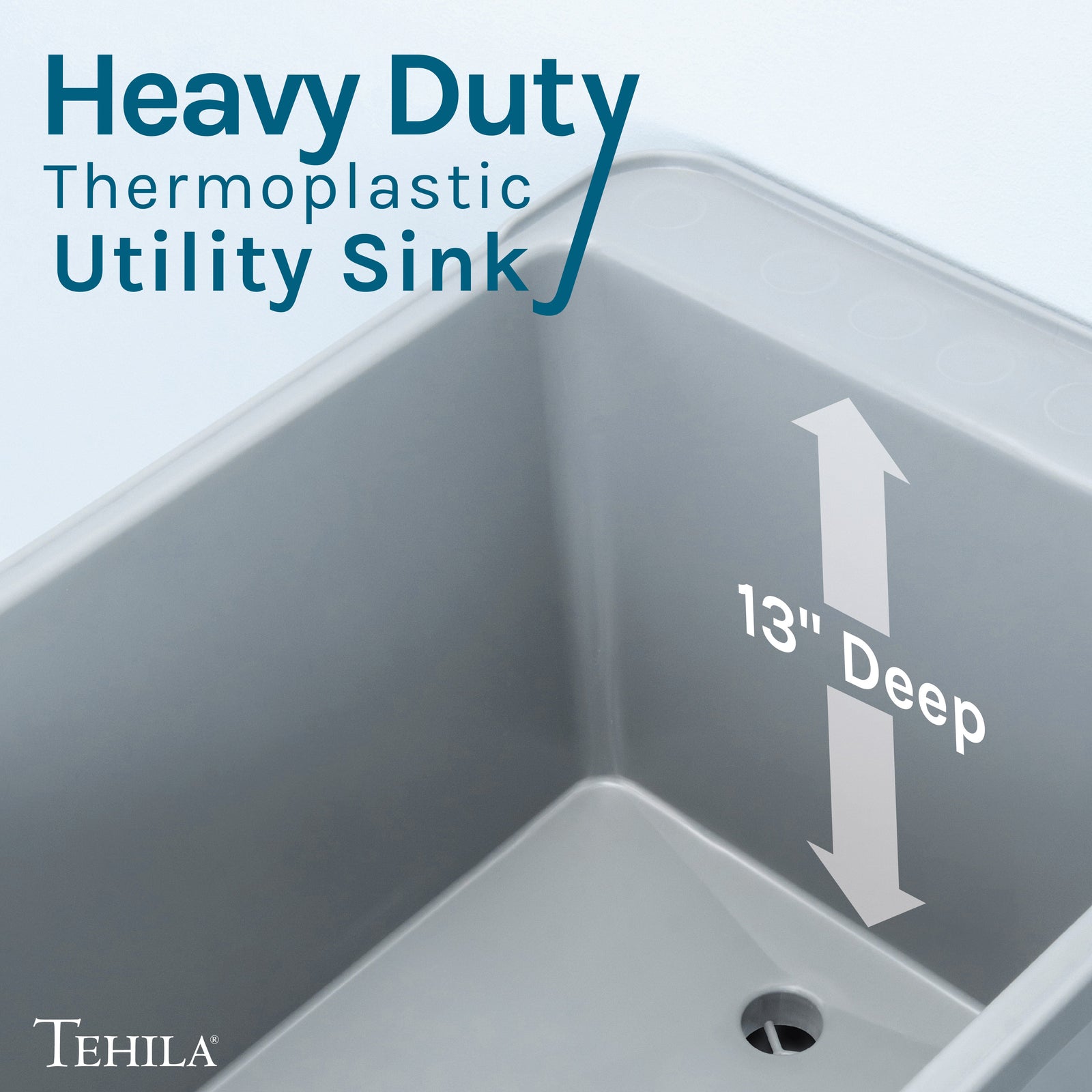 Tehila Space Saver Freestanding Grey Utility Sink