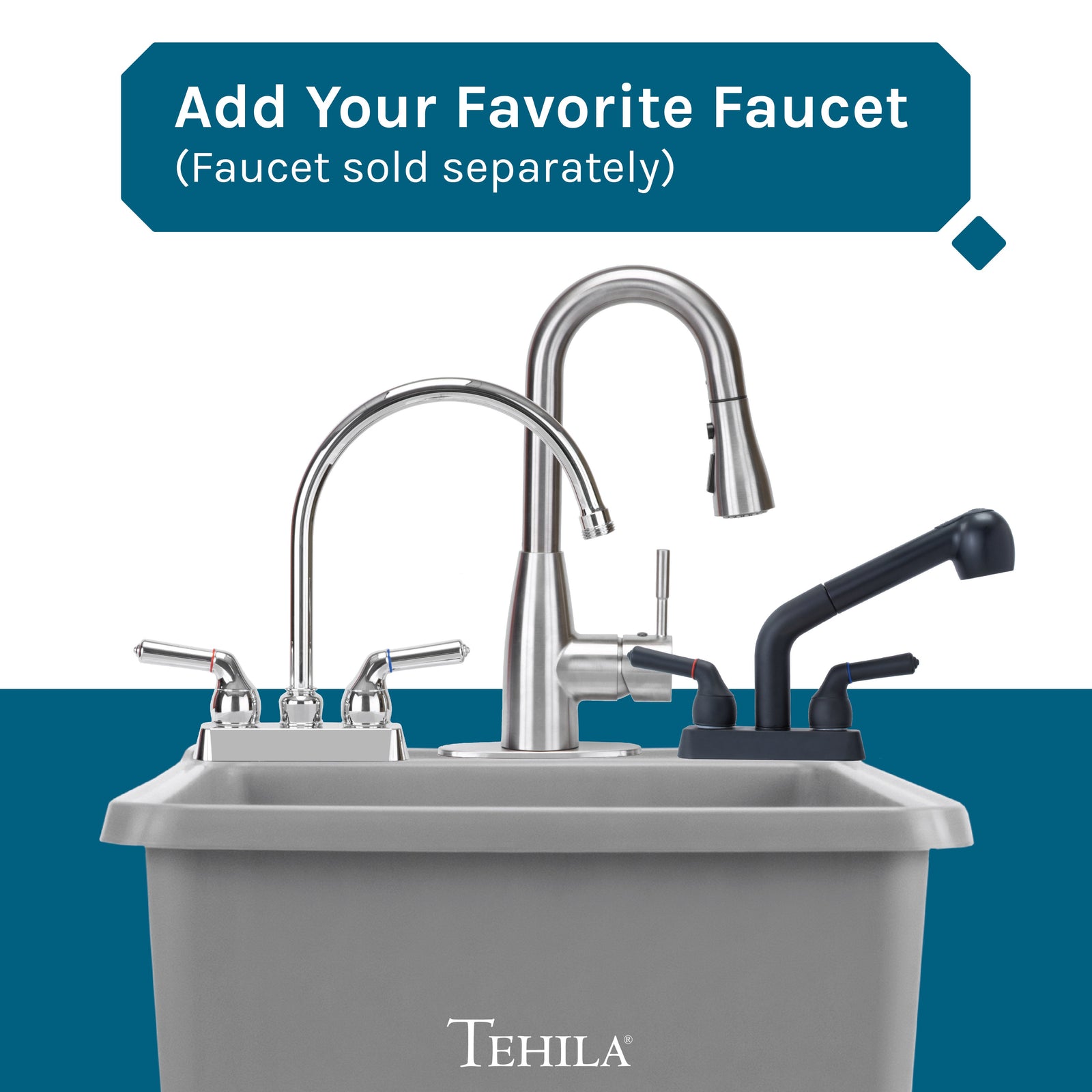 Tehila Space Saver Freestanding Grey Utility Sink