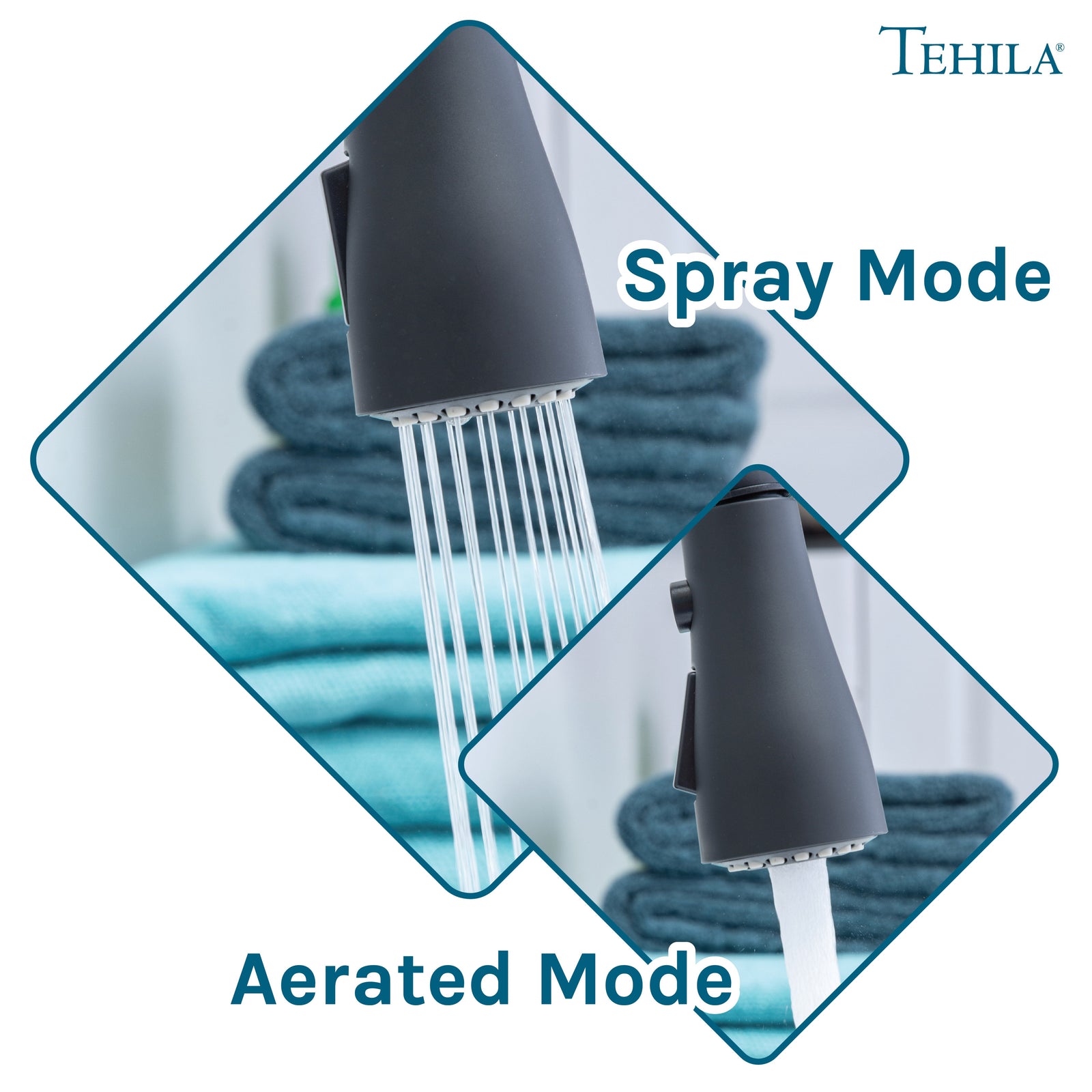 Tehila Space Saver Freestanding Grey Utility Sink with Black Finish Low-Profile Pull-Down Faucet