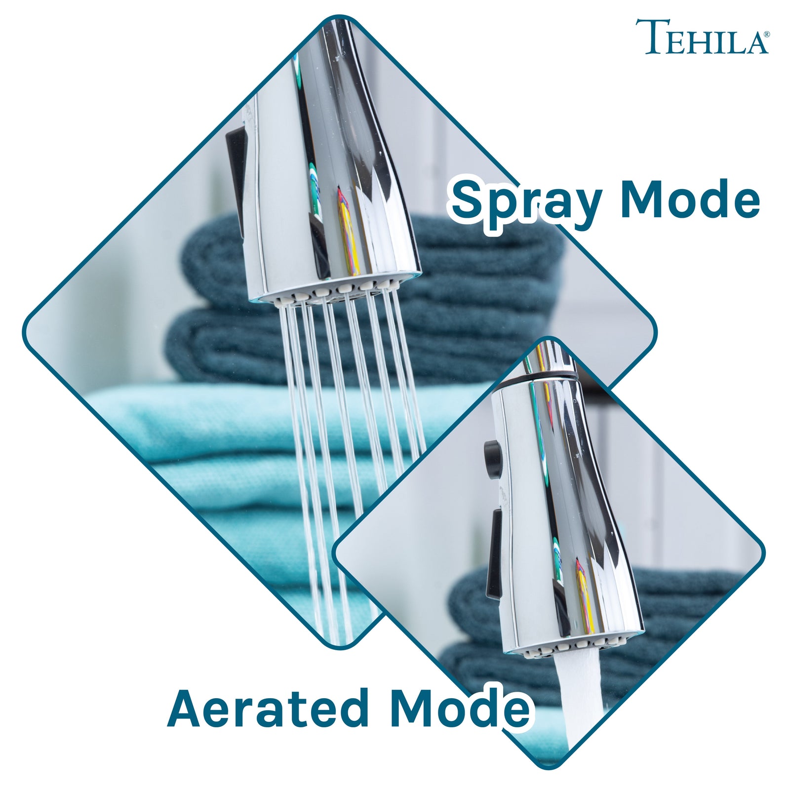 Tehila Space Saver Freestanding White Utility Sink with Chrome Finish Low-Profile Pull-Down Faucet