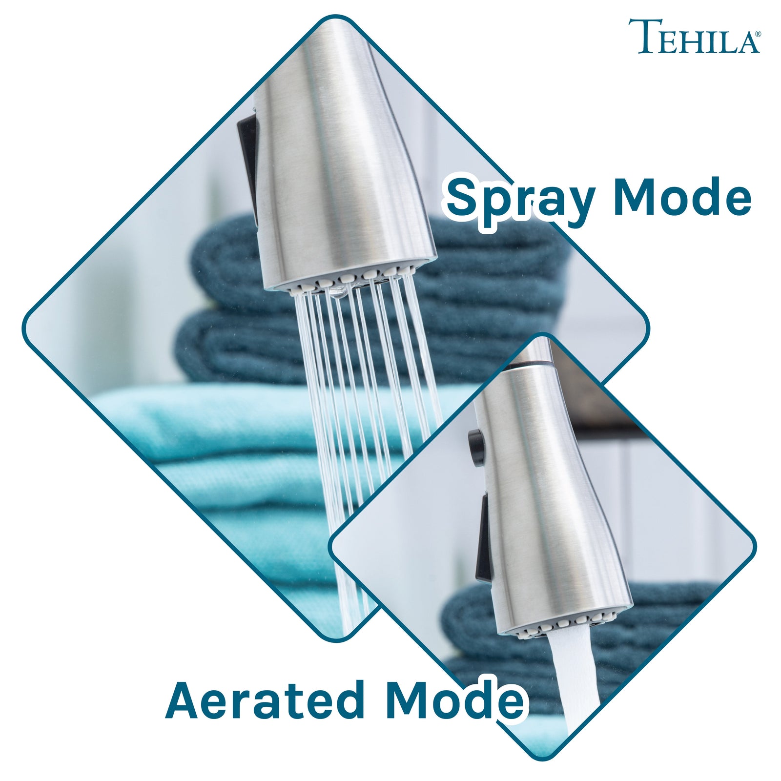 Tehila Space Saver Freestanding White Utility Sink with Stainless Steel Finish Low-Profile Pull-Down Faucet