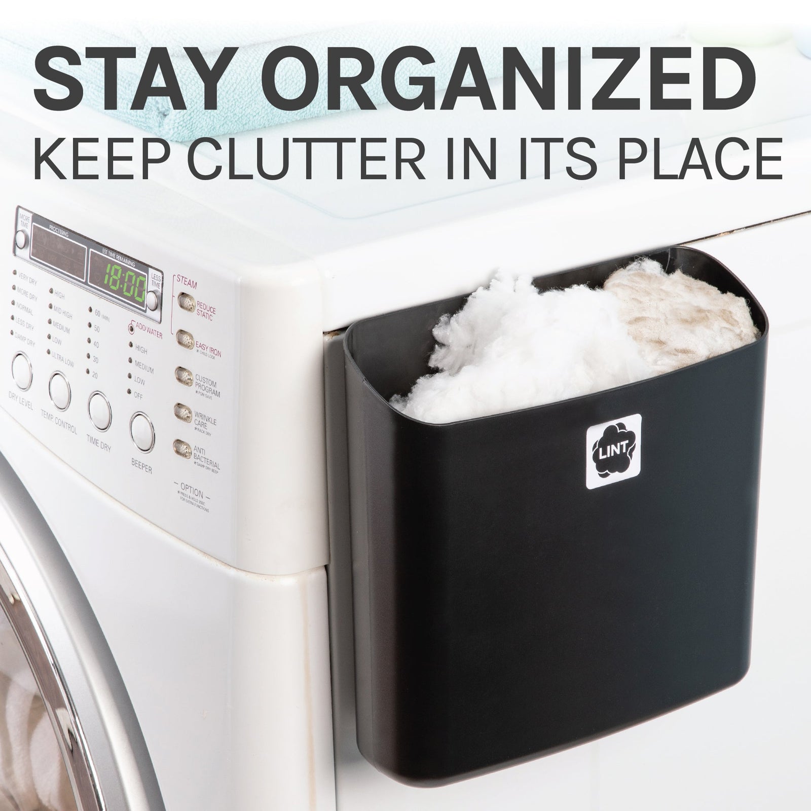 Large Magnetic Lint Bin (Black)